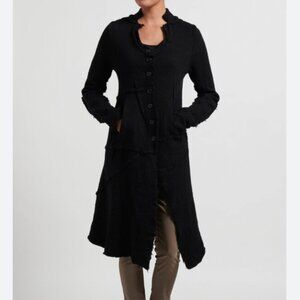 RUNDHOLZ Black Label Virgin Wool Asymmetric Dramatic‎ Knitted Black Button Coat